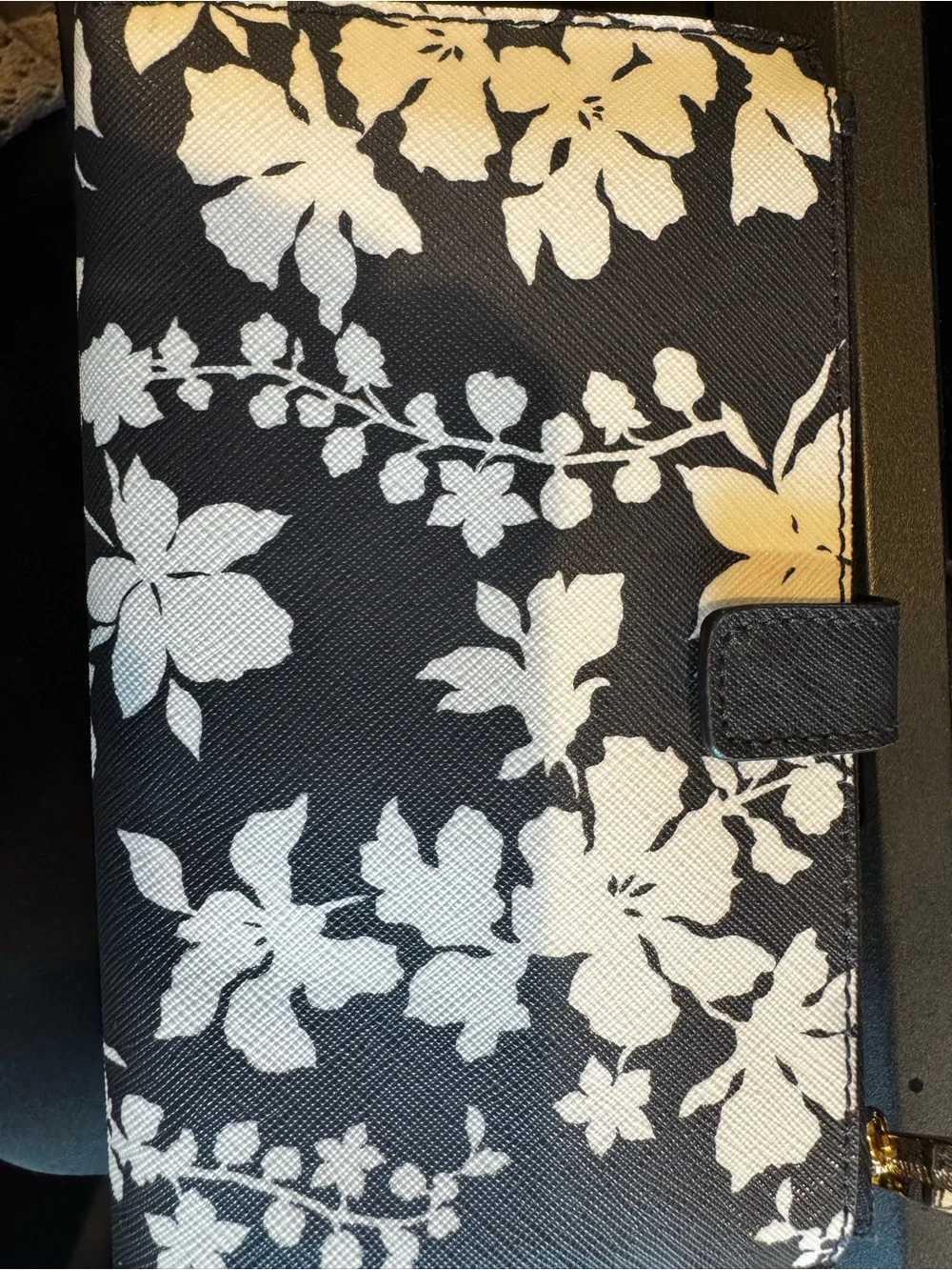 Michael Kors Black & White Floral Zip Around Wallet